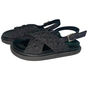 Alohas Womens Sandals Size 39 Black Marshmallow Quilted Casual Slingback